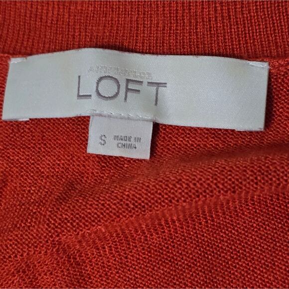 LOFT Burnt Orange Wool Blend Buttoned Cardigan Sweater Size Small New - Picture 5 of 5